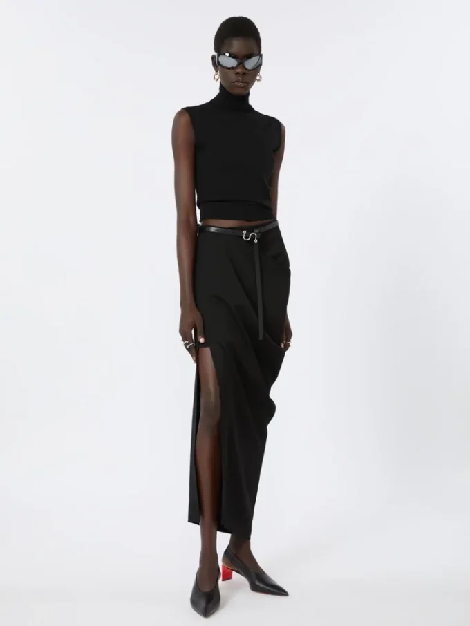Cintura Sportmax con monogramma e fibbia, nera