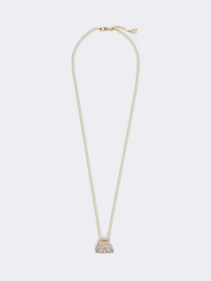 Collana con ciondolo a forma di sacchetto Pasticcino, bianco ottico