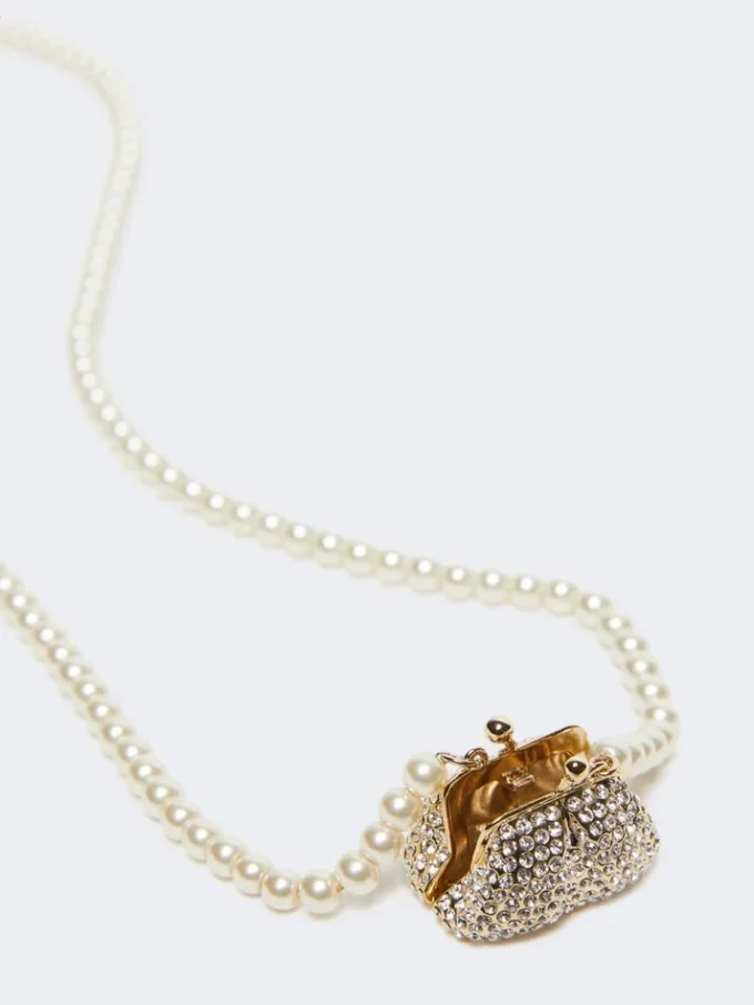 Collana con ciondolo a forma di sacchetto Pasticcino, bianco ottico