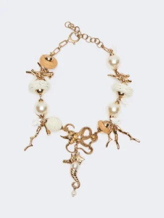 Collana girocollo “Abissi” in metallo e rafia, oro