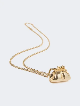 Collana lunga con ciondolo a forma di borsa Pasticcino, oro
