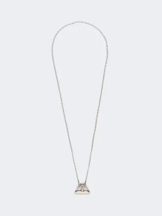 Collana lunga con grande ciondolo a forma di borsa Pasticcino, argento