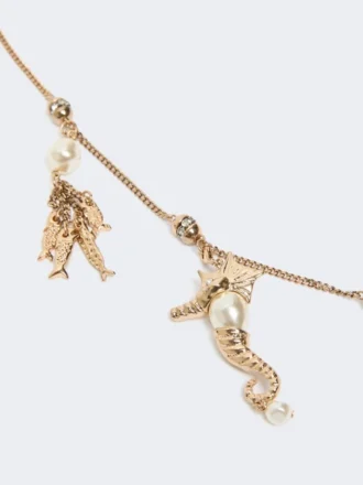 Collana metallica “Abissi” con strass, oro