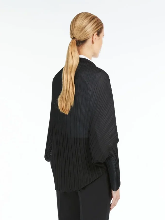Coprispalle in tessuto plissettato, nero