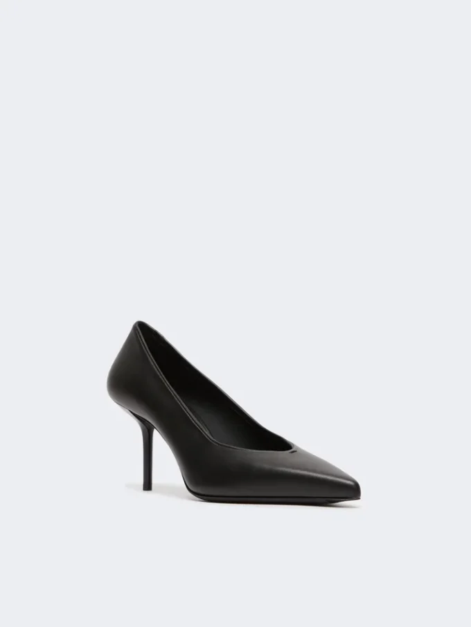 Décolleté in morbida pelle nappa, nero