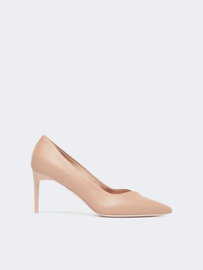 Décolleté in pelle nappa, color cipria