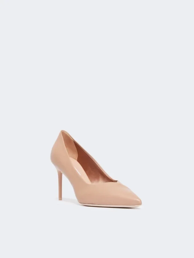 Décolleté in pelle nappa, color cipria