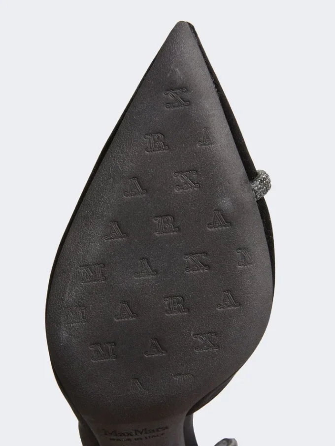 Décolleté in raso impreziosite da cristalli, nero