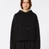Felpa con cappuccio in cotone elasticizzato, nera Felpa con cappuccio in cotone elasticizzato, nera