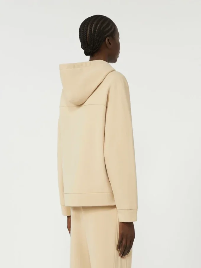 Felpa con zip in cotone, color sabbia Felpa con zip in cotone, color sabbia