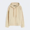 Felpa con zip in cotone, color sabbia Felpa con zip in cotone, color sabbia