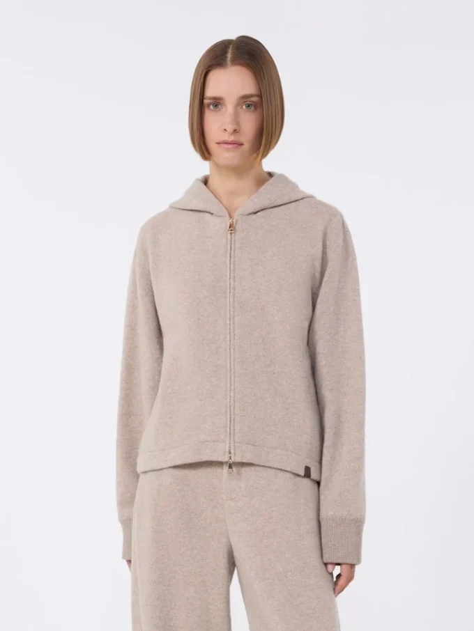 Felpa in jersey di cashmere e lana, beige Felpa in jersey di cashmere e lana, beige