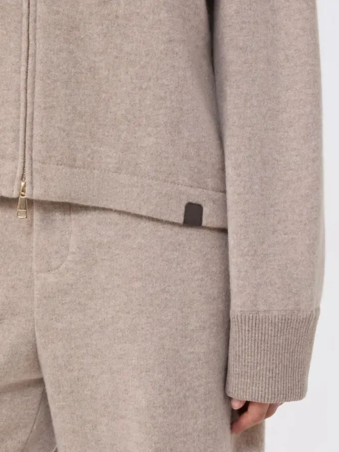 Felpa in jersey di cashmere e lana, beige Felpa in jersey di cashmere e lana, beige