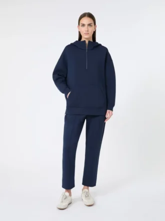 Felpa lunga in jersey scuba, blu navy