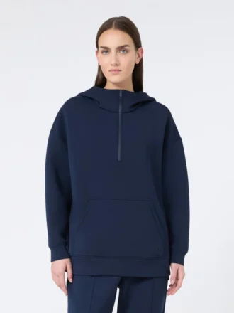 Felpa lunga in jersey scuba, blu navy