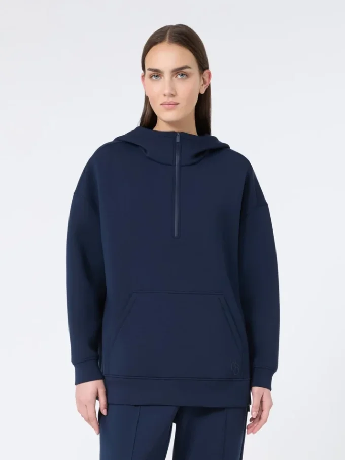 Felpa lunga in jersey scuba, blu navy Felpa lunga in jersey scuba, blu navy