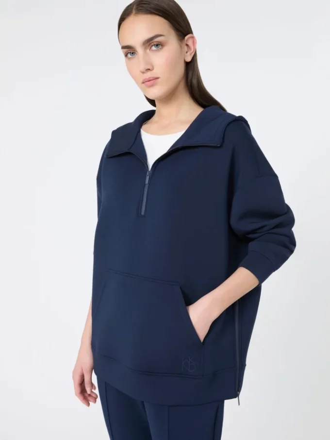 Felpa lunga in jersey scuba, blu navy Felpa lunga in jersey scuba, blu navy