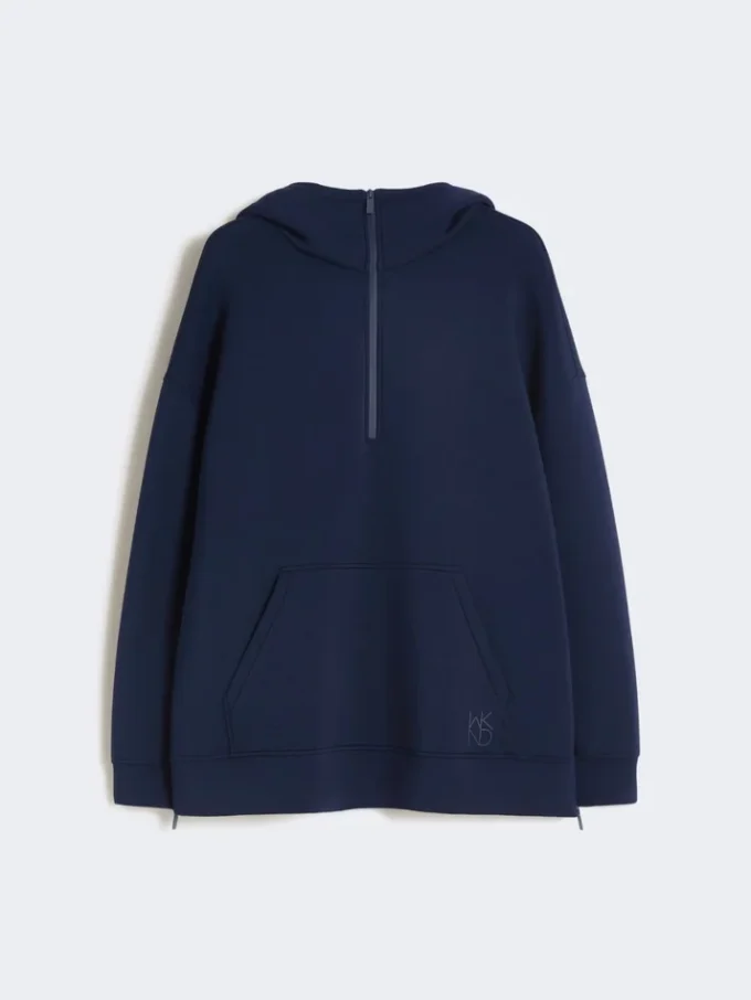 Felpa lunga in jersey scuba, blu navy Felpa lunga in jersey scuba, blu navy