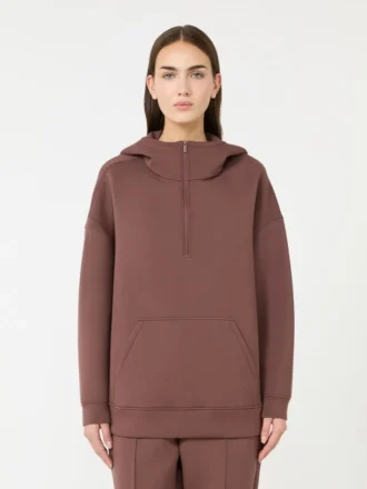 Felpa lunga in jersey scuba, marrone