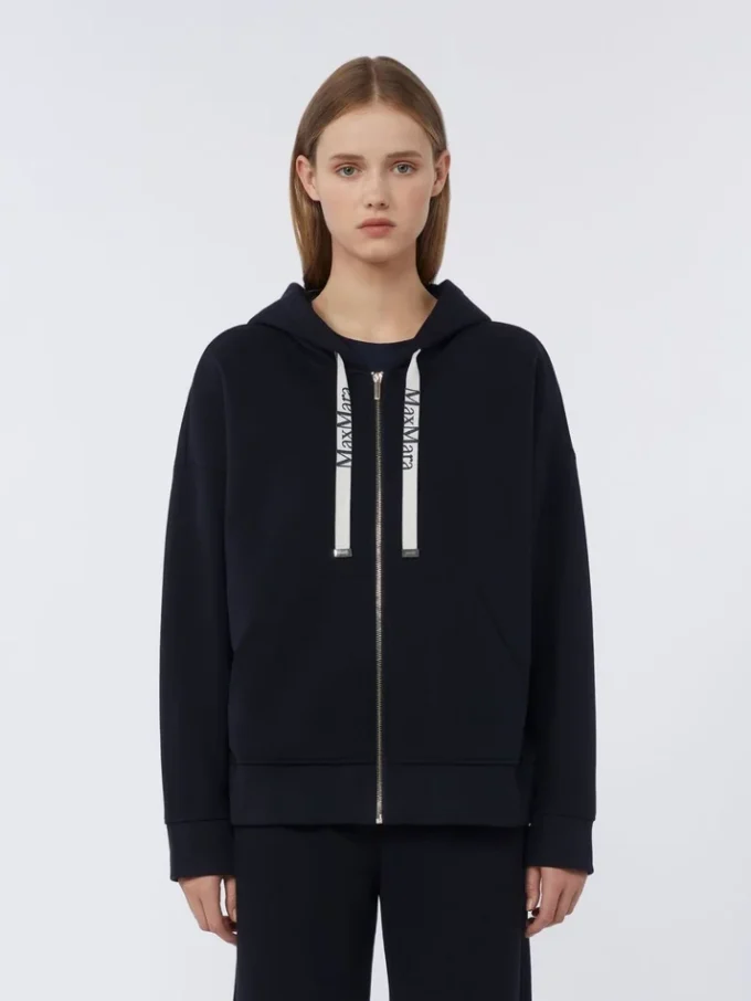 Felpa tecnica in jersey con zip, blu oltremare Felpa tecnica in jersey con zip, blu oltremare