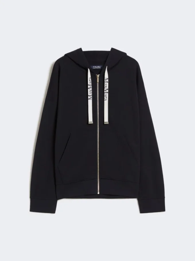 Felpa tecnica in jersey con zip, blu oltremare Felpa tecnica in jersey con zip, blu oltremare