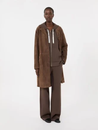 Felpa tecnica in jersey con zip, color cioccolato