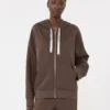 Felpa tecnica in jersey con zip, color cioccolato Felpa tecnica in jersey con zip, color cioccolato