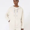 Felpa tecnica in jersey con zip, ecru Felpa tecnica in jersey con zip, ecru