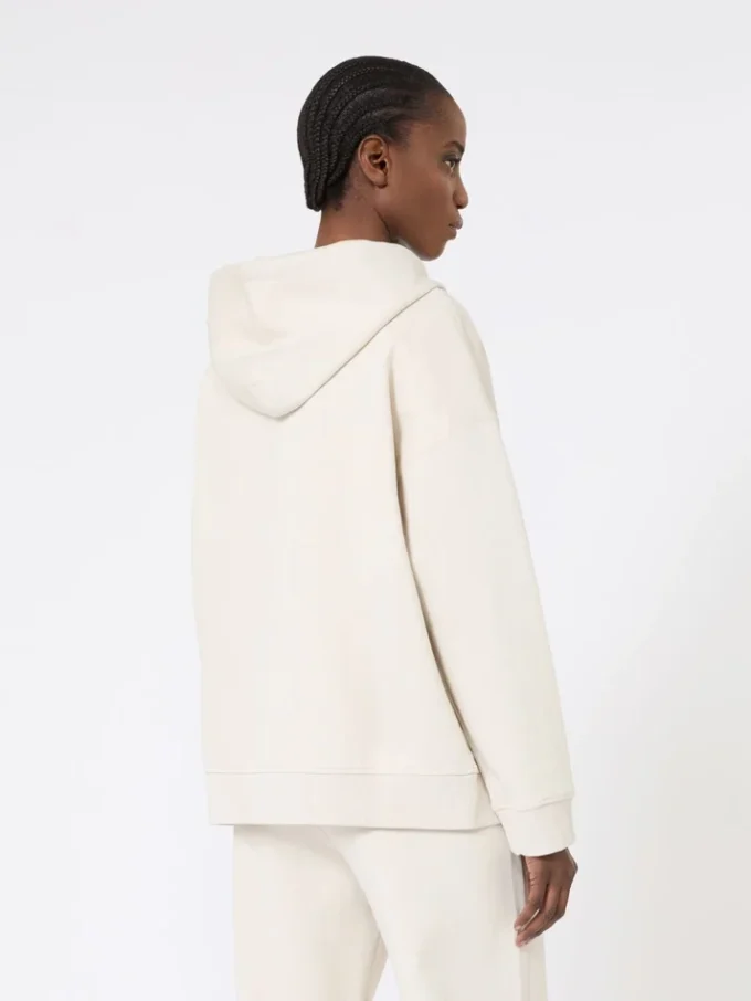 Felpa tecnica in jersey con zip, ecru Felpa tecnica in jersey con zip, ecru