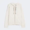 Felpa tecnica in jersey con zip, ecru Felpa tecnica in jersey con zip, ecru