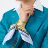 Foulard in seta stampata, azzurro