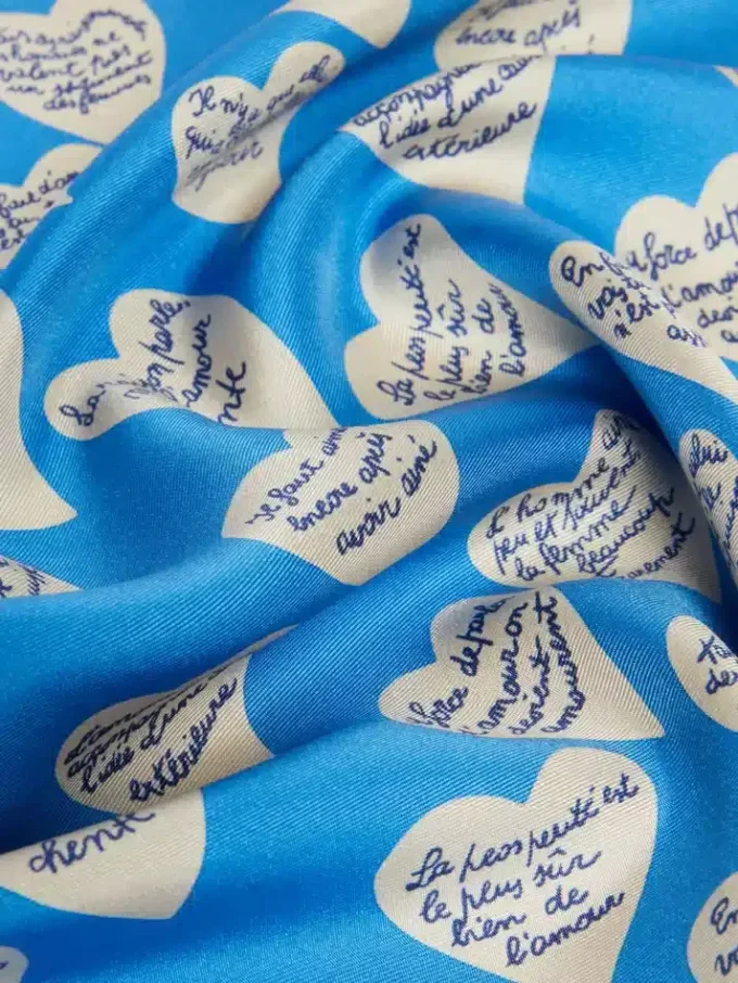 Foulard in seta stampata, blu navy