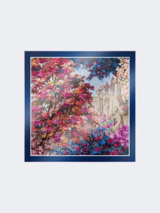 Foulard in seta stampata, blu notte