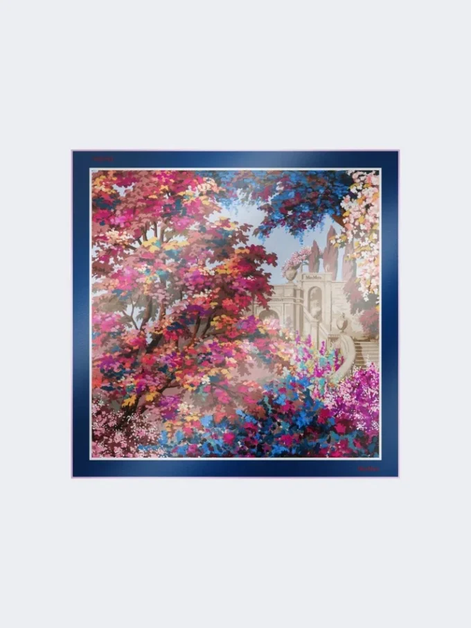 Foulard in seta stampata, blu notte