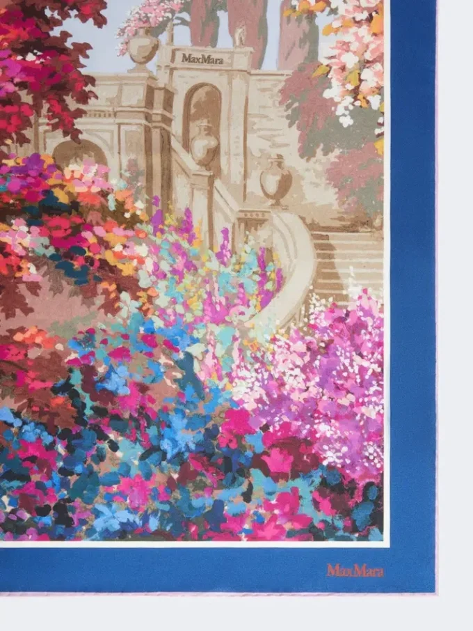 Foulard in seta stampata, blu notte