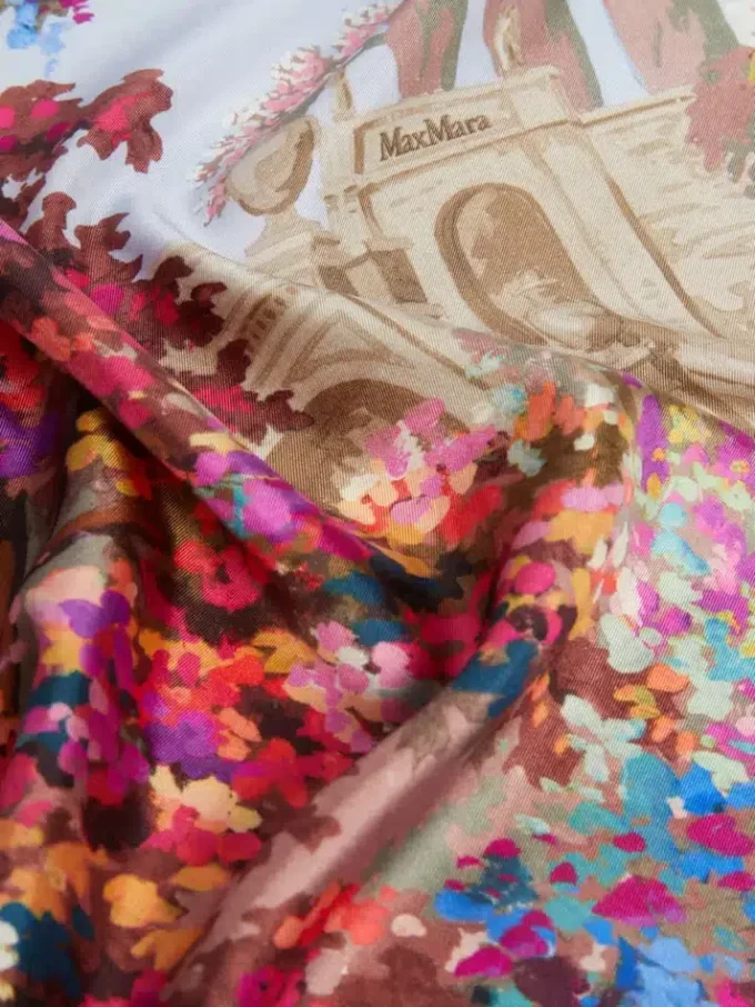 Foulard in seta stampata, blu notte