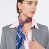 Foulard in seta stampata, blu notte