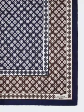Foulard in seta stampato, color fango