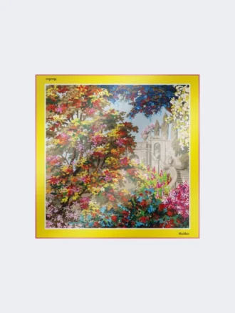 Foulard in seta stampato, giallo pallido