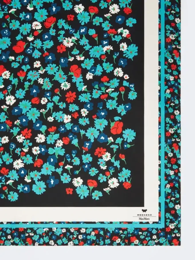 Foulard in twill di seta fantasia, avorio
