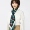 Foulard in twill di seta fantasia, avorio