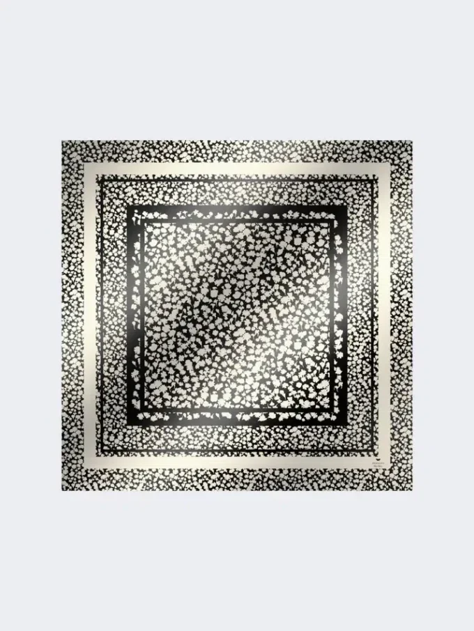 Foulard in twill di seta fantasia, nero