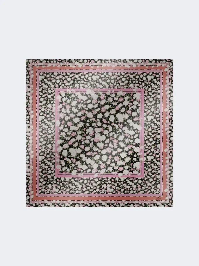 Foulard in twill di seta fantasia, rosa