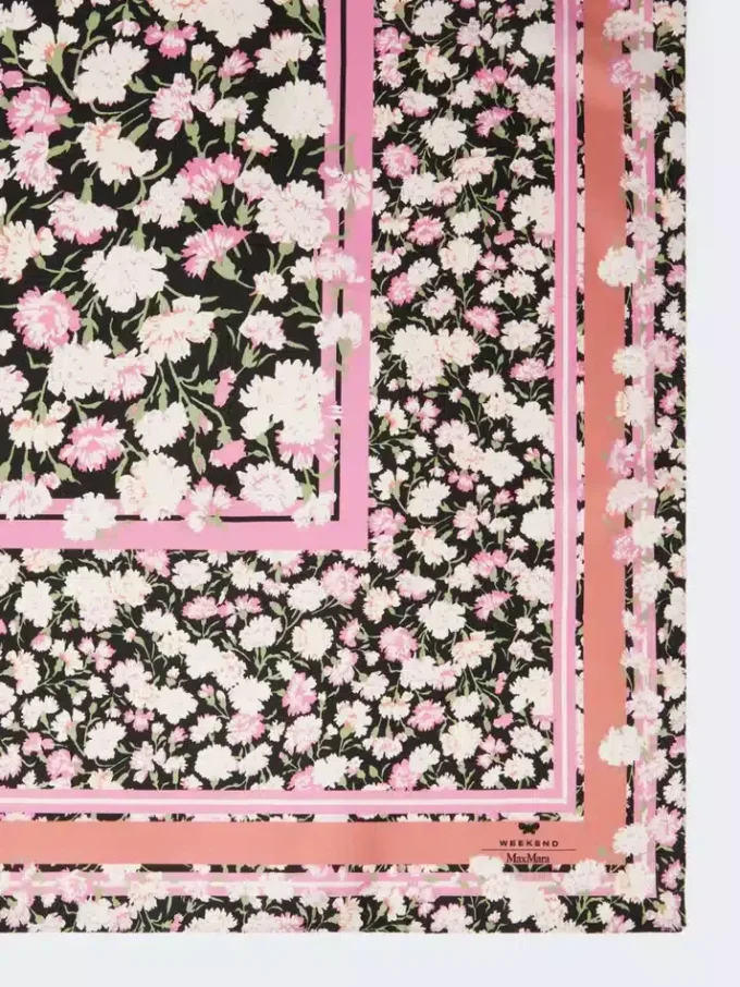 Foulard in twill di seta fantasia, rosa