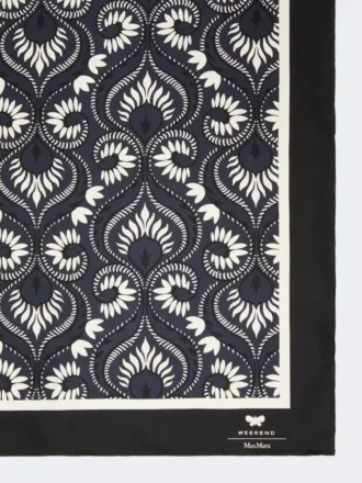 Foulard quadrato in seta stampata, blu navy