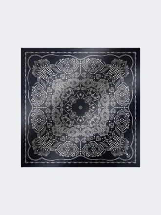 Foulard quadrato in seta stampata, blu notte