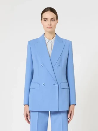 Giacca aderente in crêpe di lana, azzurro