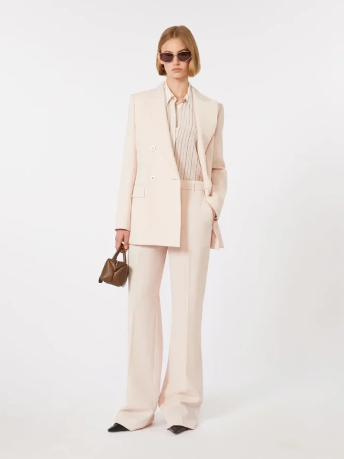 Pantaloni in crêpe di lana, rosa