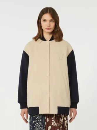 Giacca bomber in lana Double Face, color sabbia