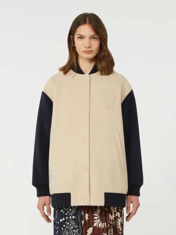 Giacca bomber in lana Double Face, color sabbia Giacca bomber in lana Double Face, color sabbia